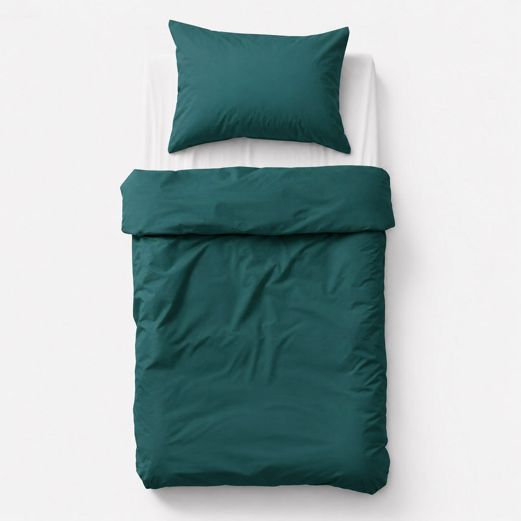 Cotton children's bedding set 2 pieces pillowcase 60x40 cm and duvet cover 135x100 cm bottle green