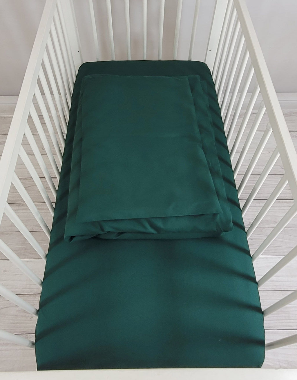 Cotton children's bedding set 2 pieces pillowcase 60x40 cm and duvet cover 135x100 cm bottle green