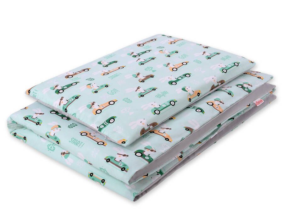 Baby cotton bedding set 2-pcs 120x90 cm- mint rabbits