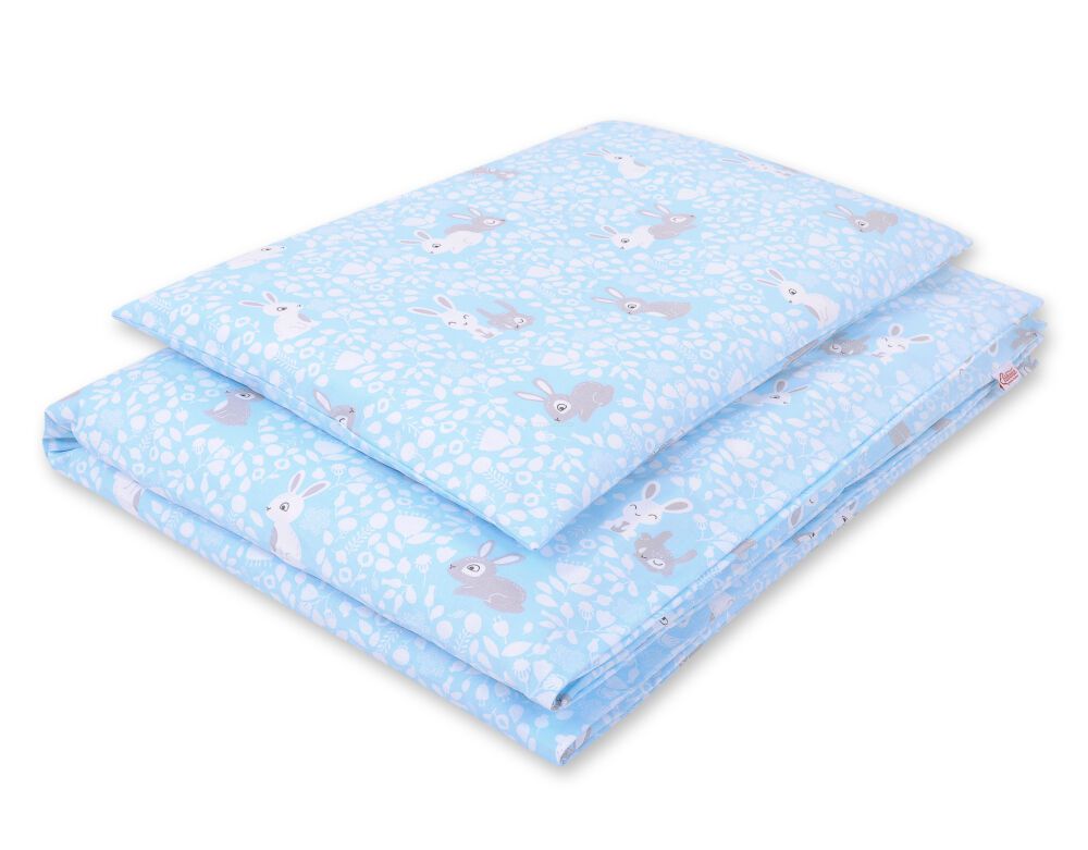 Baby cotton bedding set 2-pcs 135x100 cm- blue rabbits