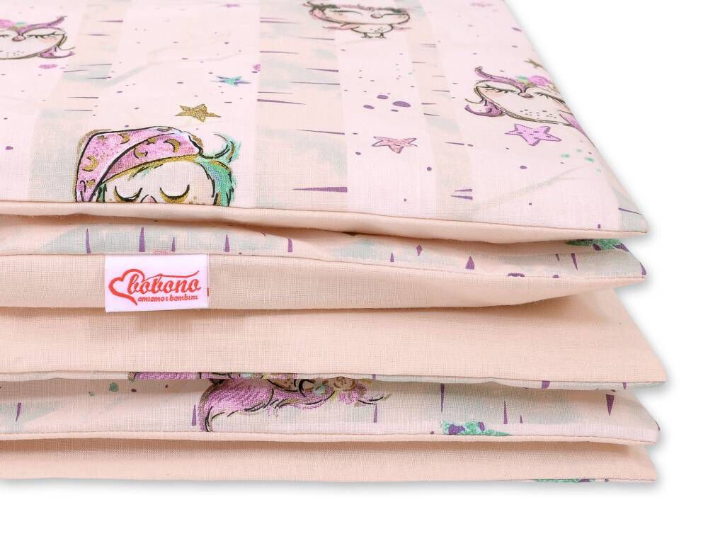 Baby cotton bedding set 2-pcs 135x100 cm- owls cream