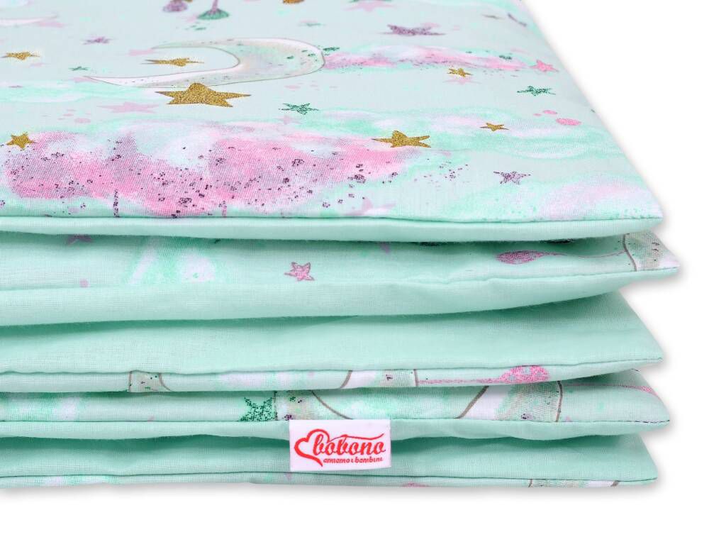 Baby cotton bedding set 2-pcs 120x90 cm- moons mint