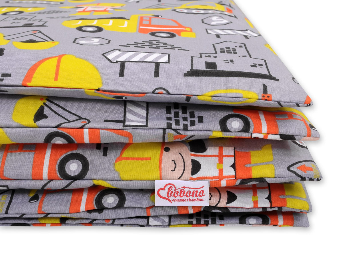 Baby cotton bedding set 2-pcs 120x90 cm- yellow excavators
