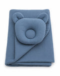 Duvet with pillow Teddy MUSLIN - 2pcs set - denim blue