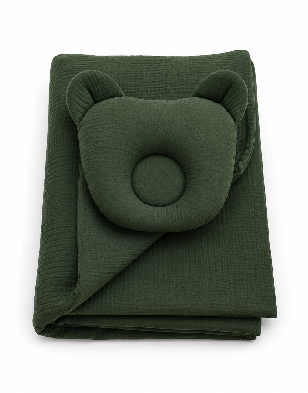 Duvet with pillow Teddy MUSLIN - 2pcs set - forest green