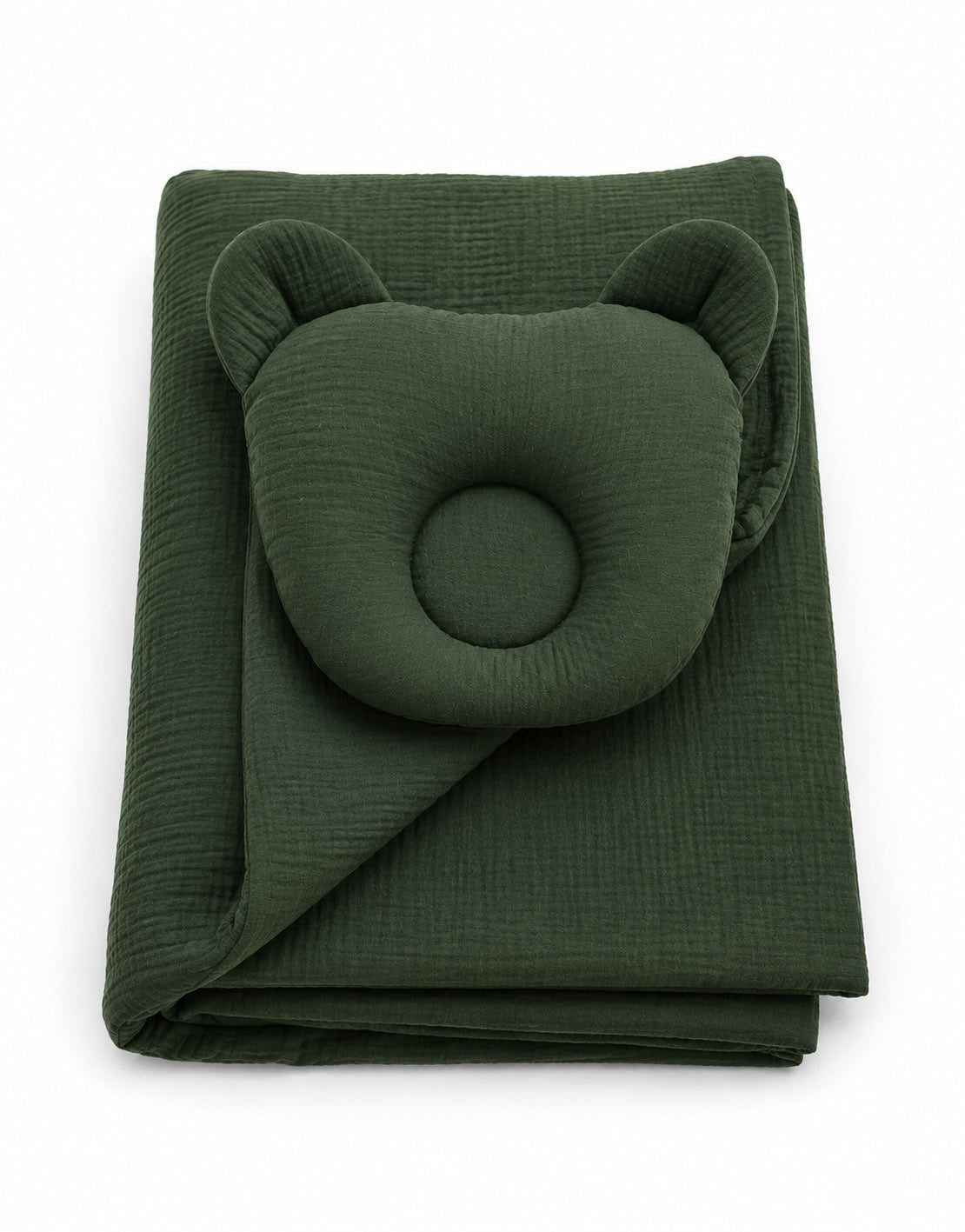 Duvet with pillow Teddy MUSLIN - 2pcs set - forest green
