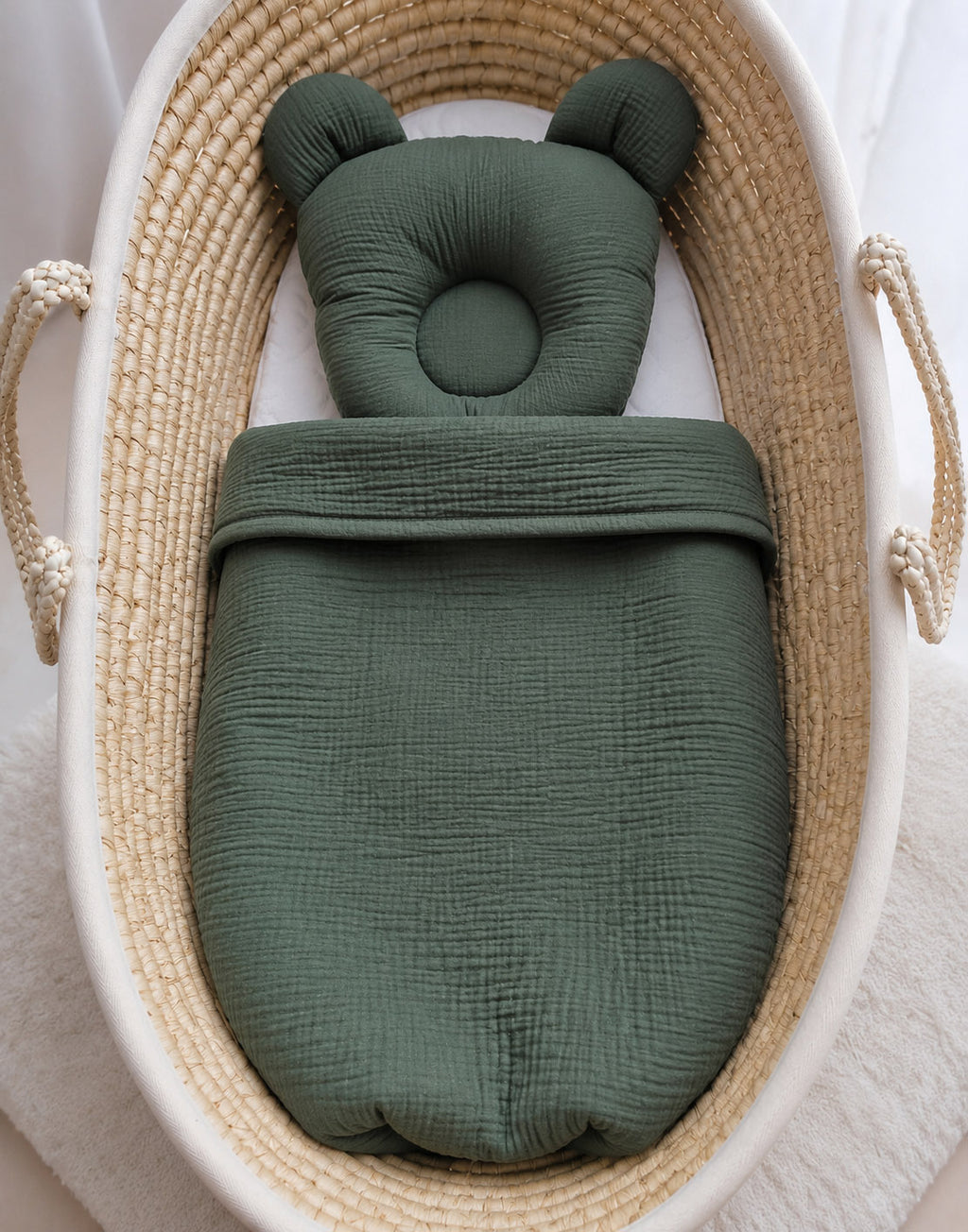 Duvet with pillow Teddy MUSLIN - 2pcs set - forest green