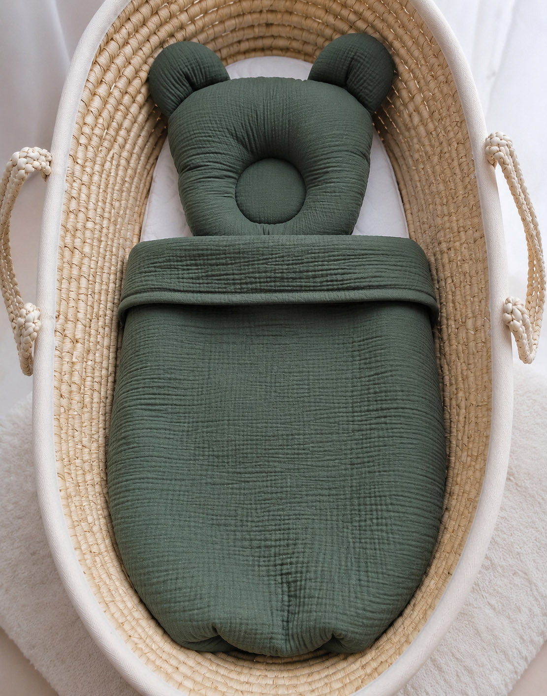 Duvet with pillow Teddy MUSLIN - 2pcs set - forest green