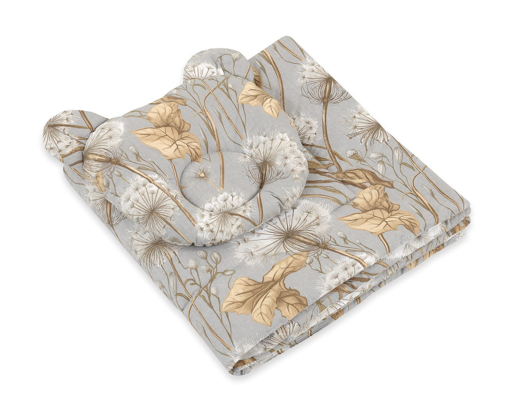 Duvet with pillow Teddy - 2pcs set - Dandelions grey