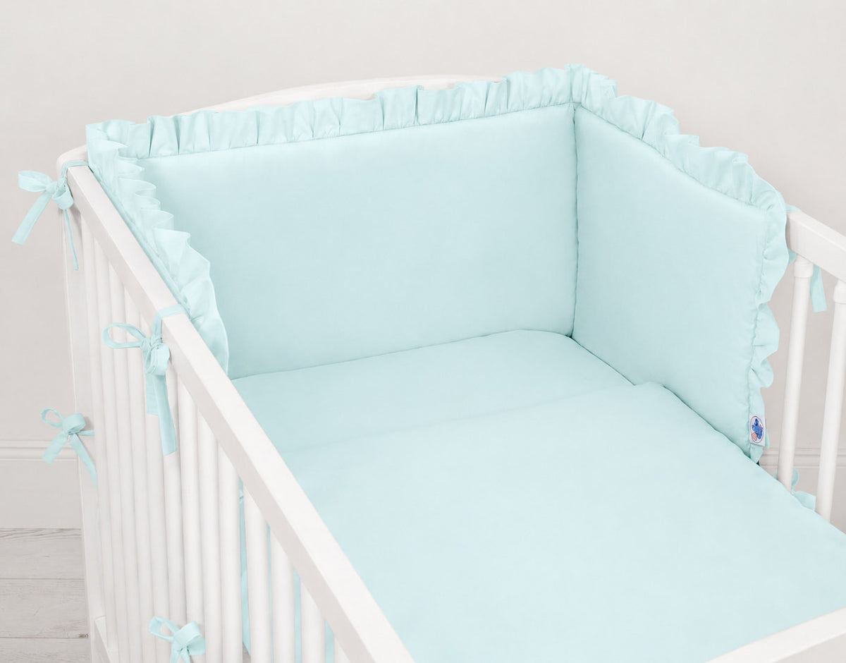 Universal baby bed bumper with frill - mint