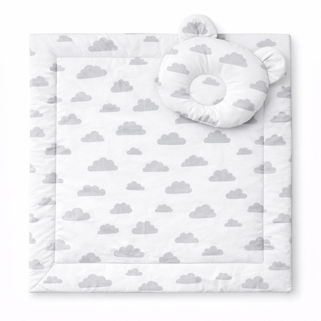 Duvet with pillow Teddy - 2pcs set - Clouds gray