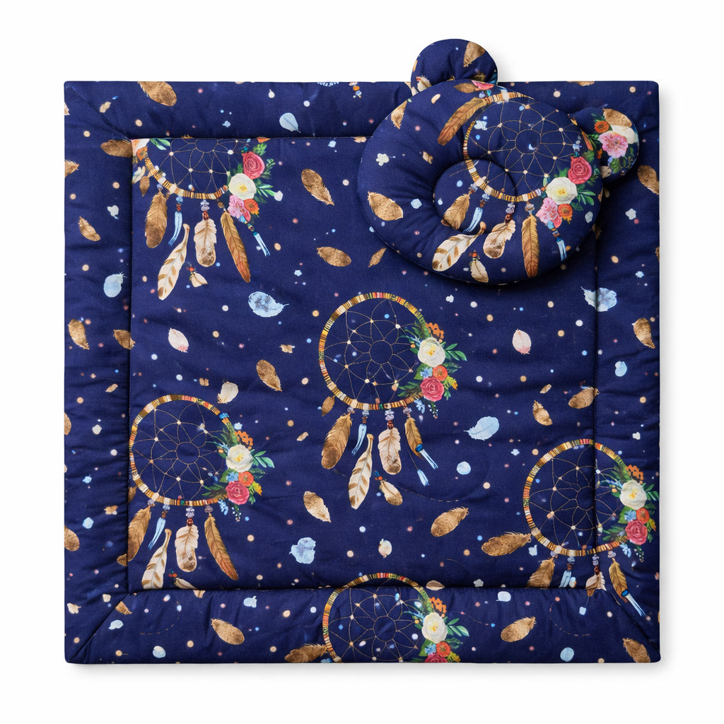 Duvet with pillow Teddy - 2pcs set - dream catchers dark blue