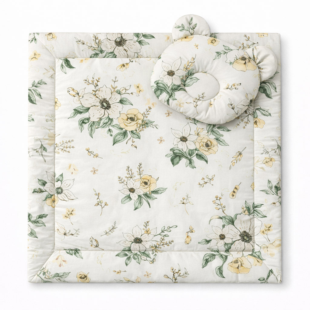 Duvet with pillow Teddy - 2pcs set - Clematis on beige