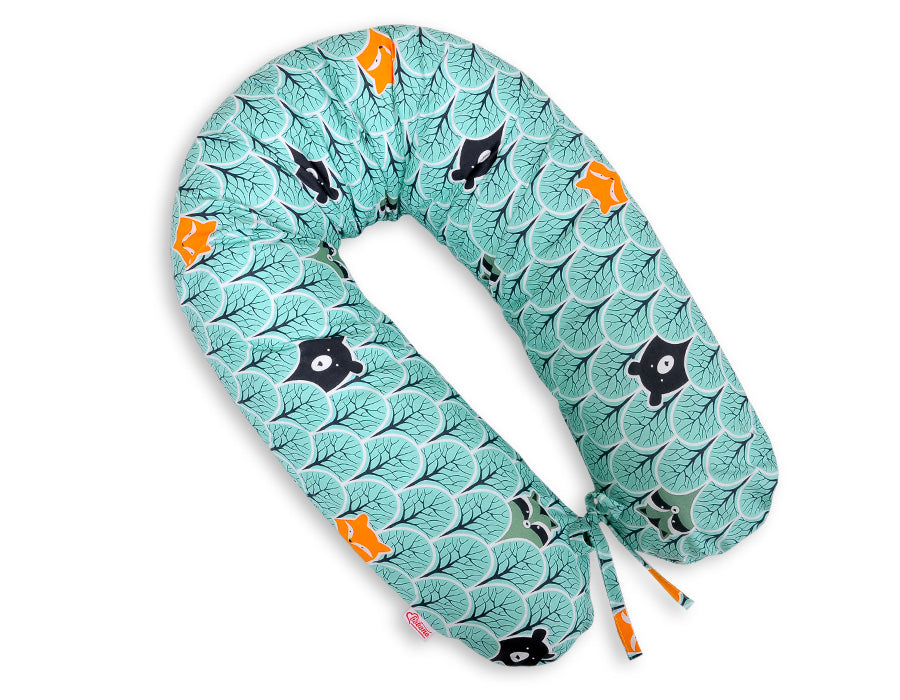 Cotton pillowcase for pregnancy pillow Longer - Mint forest