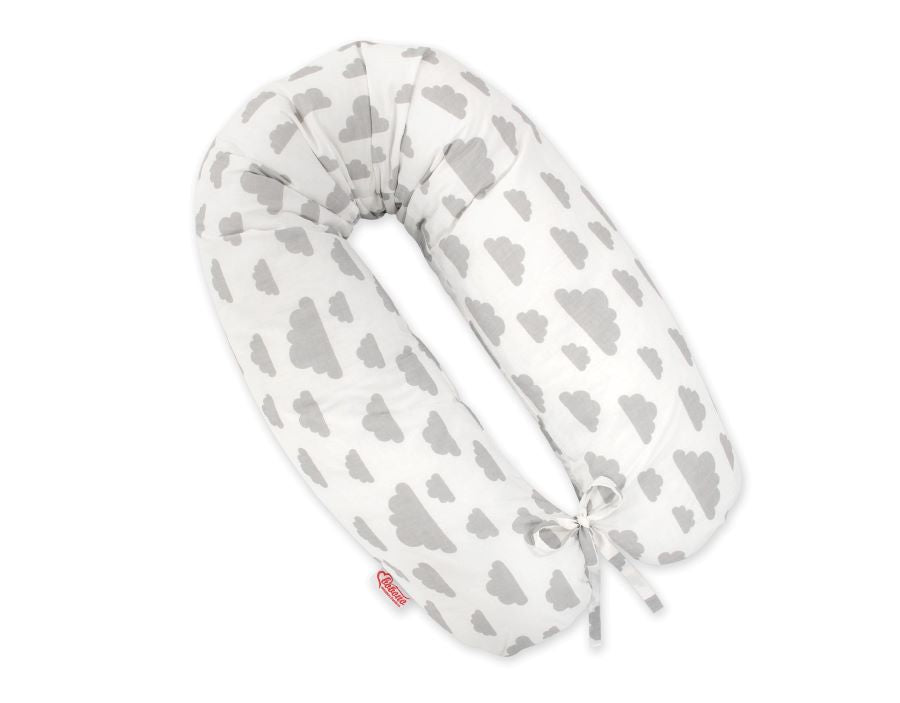 Cotton pillowcase for pregnancy pillow Longer - Grey clouds
