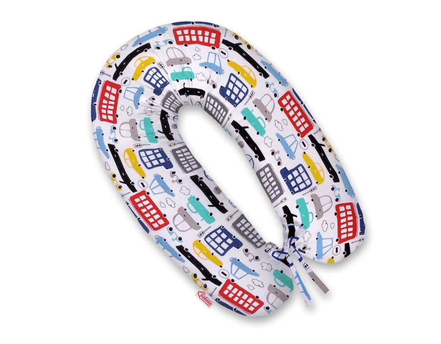 Cotton pillowcase for pregnancy pillow Longer - Colorful cars