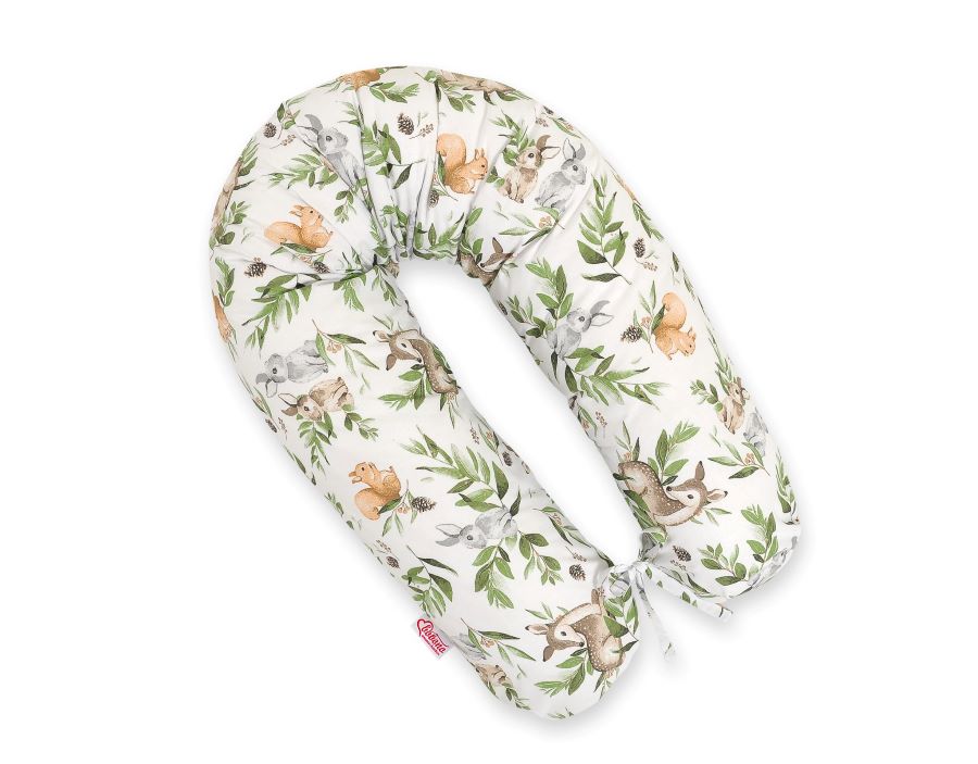 Cotton pillowcase for pregnancy pillow Longer - Woodland green