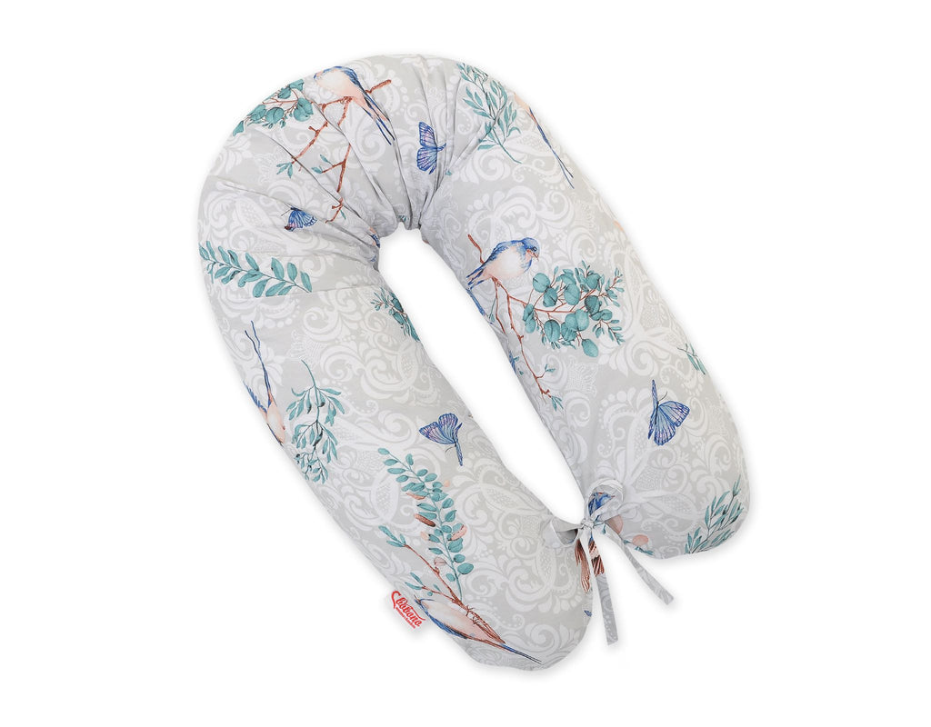 Cotton pillowcase for pregnancy pillow Longer - Blue birds