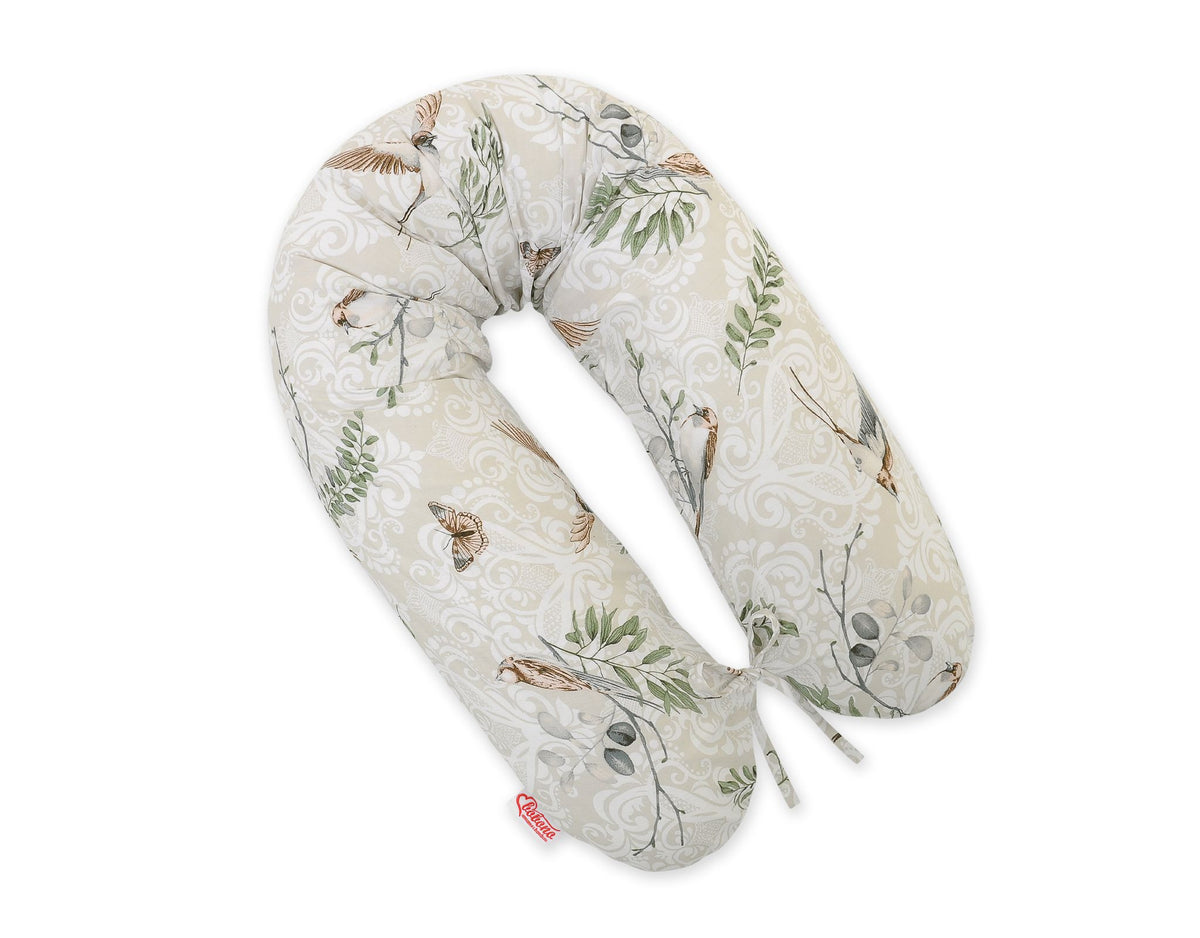 Cotton pillowcase for pregnancy pillow Longer - Brown birds
