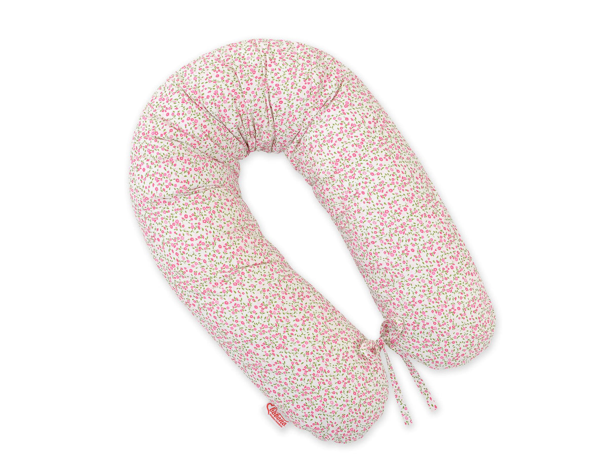 Cotton pillowcase for pregnancy pillow Longer - Little pink flowers