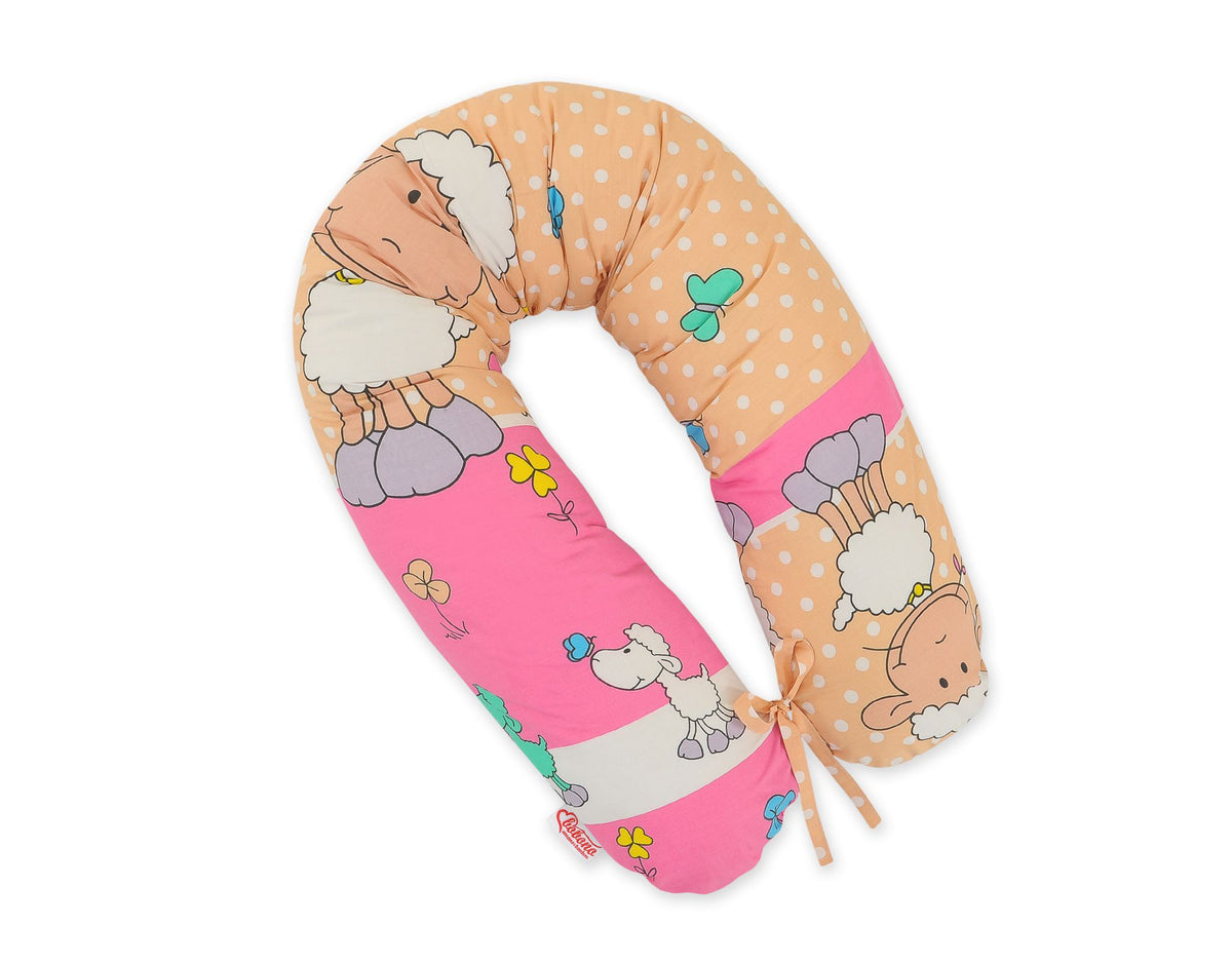 Pregnancy pillow- Longer, removable pillowcase - Sheeps pink-beige