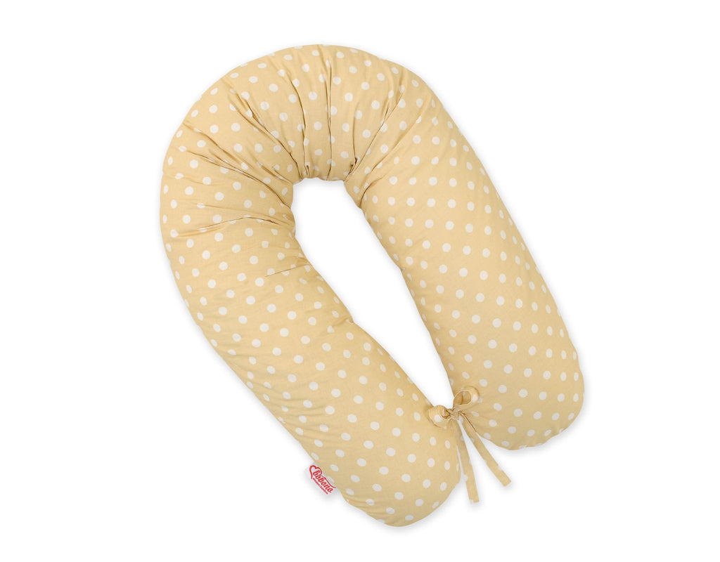 Cotton pillowcase for pregnancy pillow Longer - White polka dots on beige