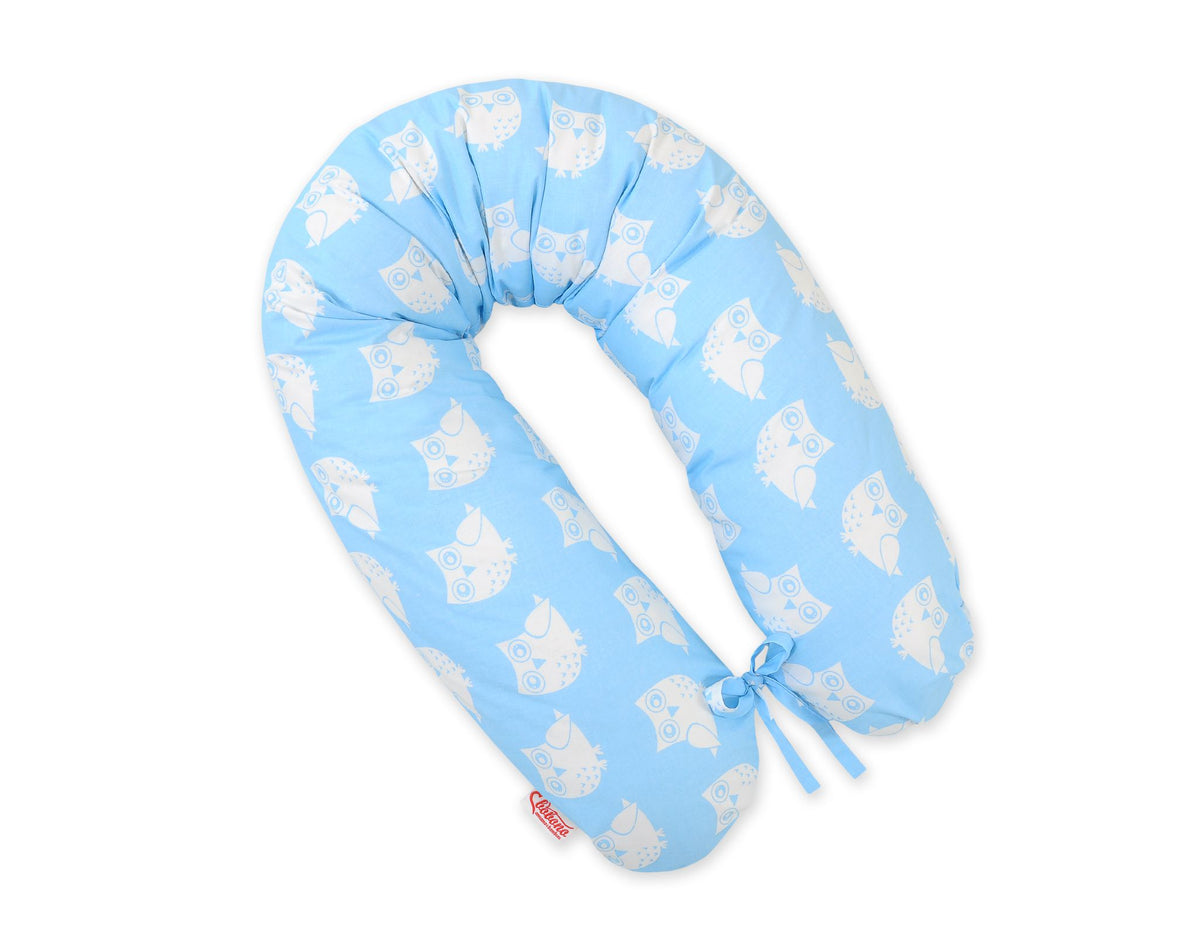 Cotton pillowcase for pregnancy pillow Longer - Blue owls