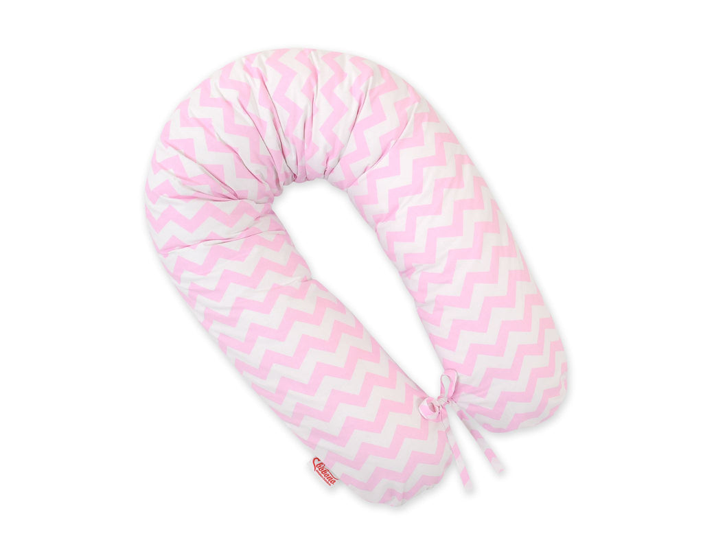 Cotton pillowcase for pregnancy pillow Longer - Chevron pink