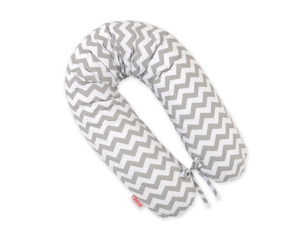 Cotton pillowcase for pregnancy pillow Longer - Chevron grey