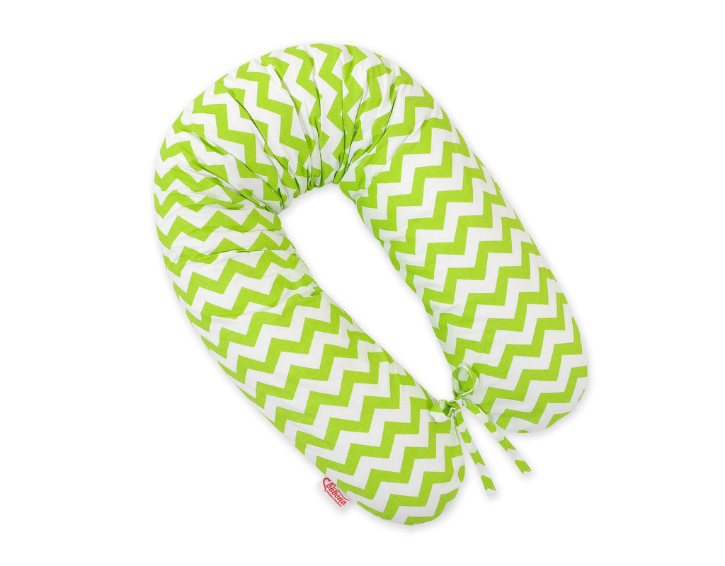 Cotton pillowcase for pregnancy pillow Longer - Chevron green
