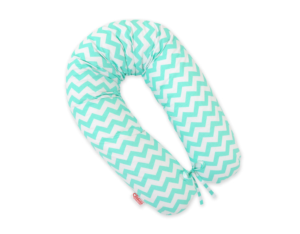 Cotton pillowcase for pregnancy pillow Longer - Chevron mint