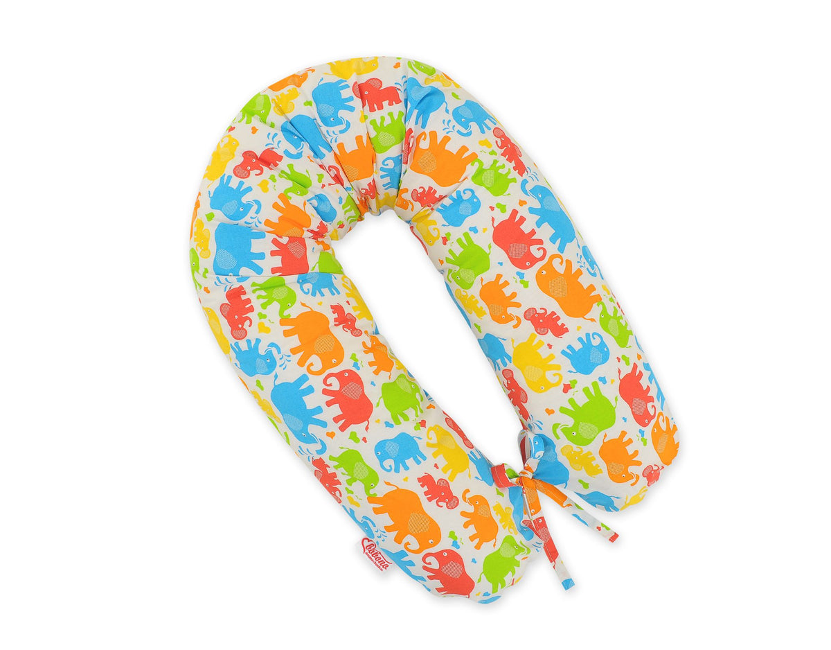 Cotton pillowcase for pregnancy pillow Longer - Elephants