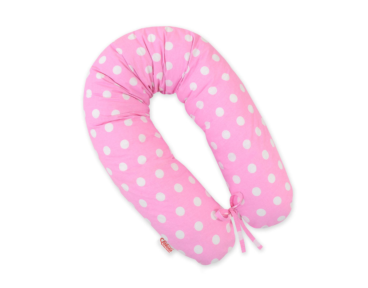 Cotton pillowcase for pregnancy pillow Longer - Dots on pink