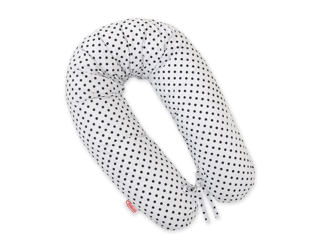 Cotton pillowcase for pregnancy pillow Longer - Black dots