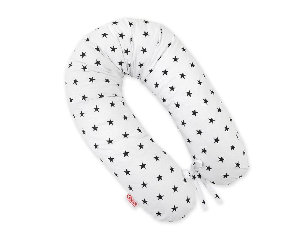 Cotton pillowcase for pregnancy pillow Longer - Black stars
