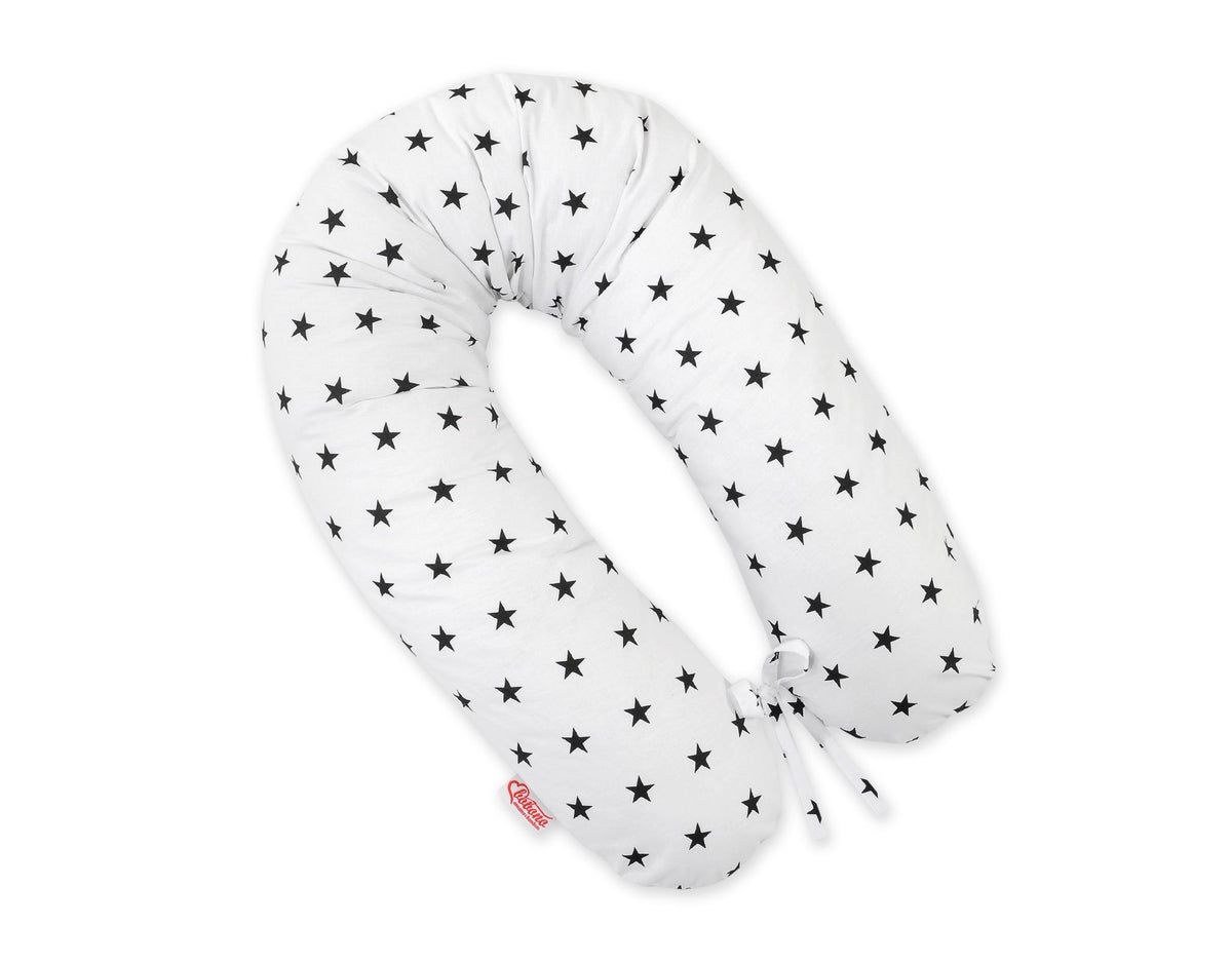 Cotton pillowcase for pregnancy pillow Longer - Black stars