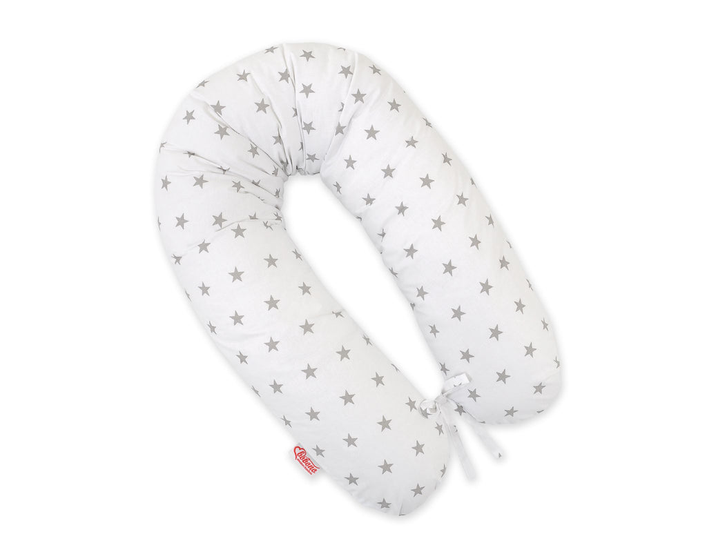 Cotton pillowcase for pregnancy pillow Longer - Grey stars