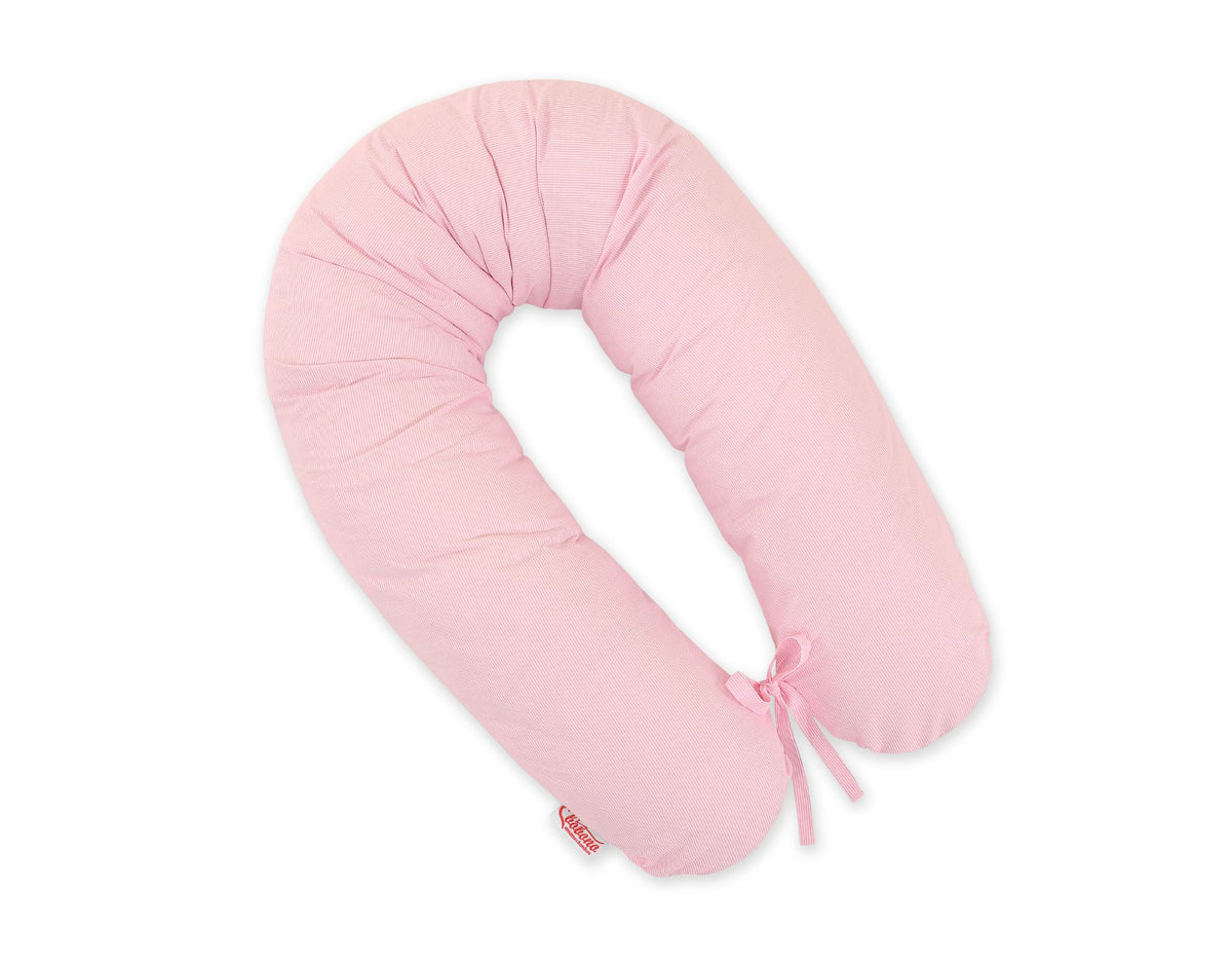 Cotton pillowcase for pregnancy pillow Longer - Pink strips
