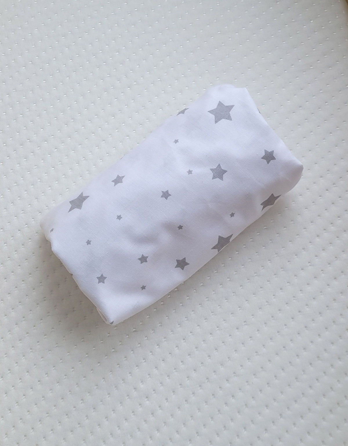 Sheet made of cotton for for prams, moses basket mattress 75x35 cm - mini gray stars