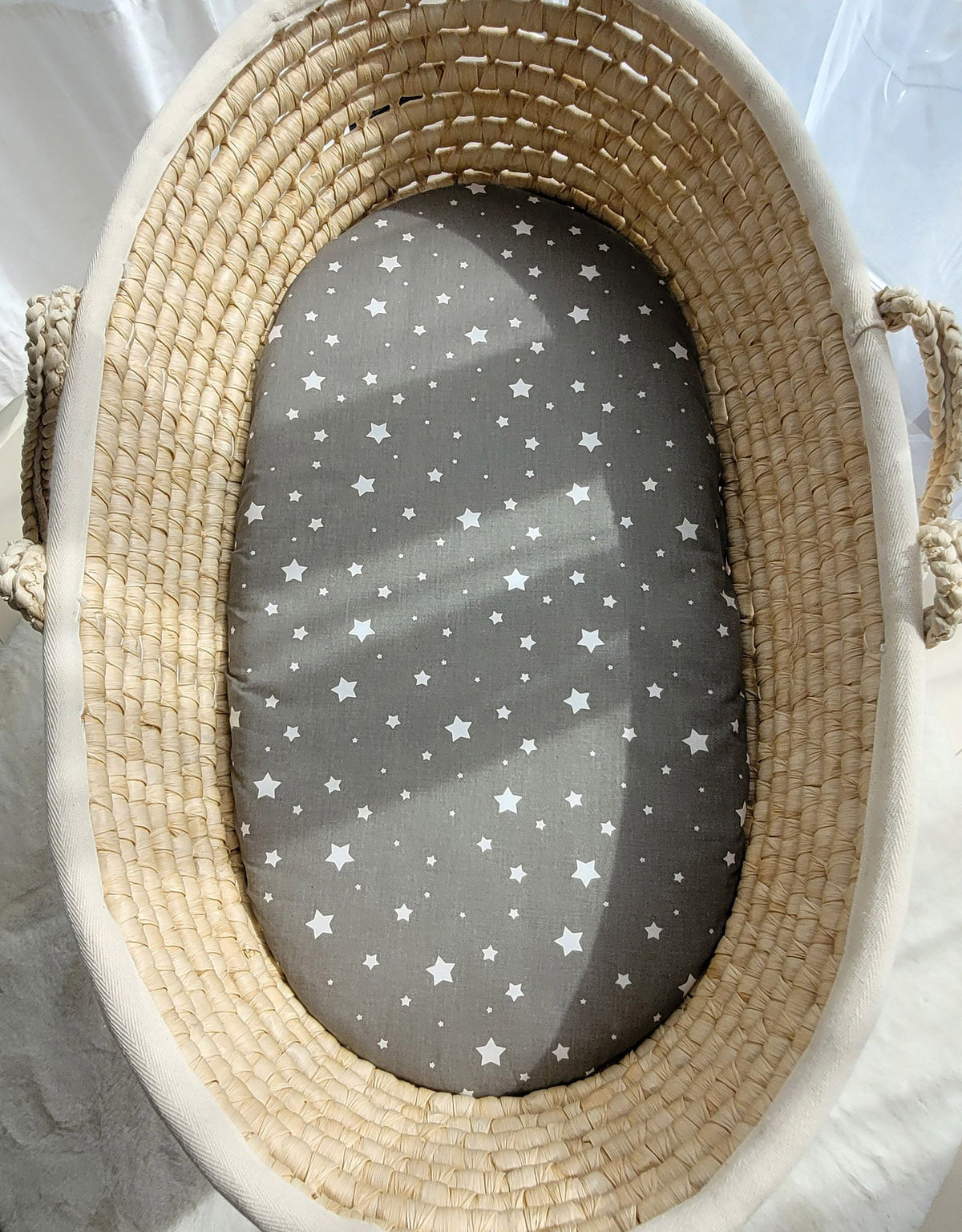 Sheet made of cotton for for prams, moses basket mattress 75x35 cm - mini stars white