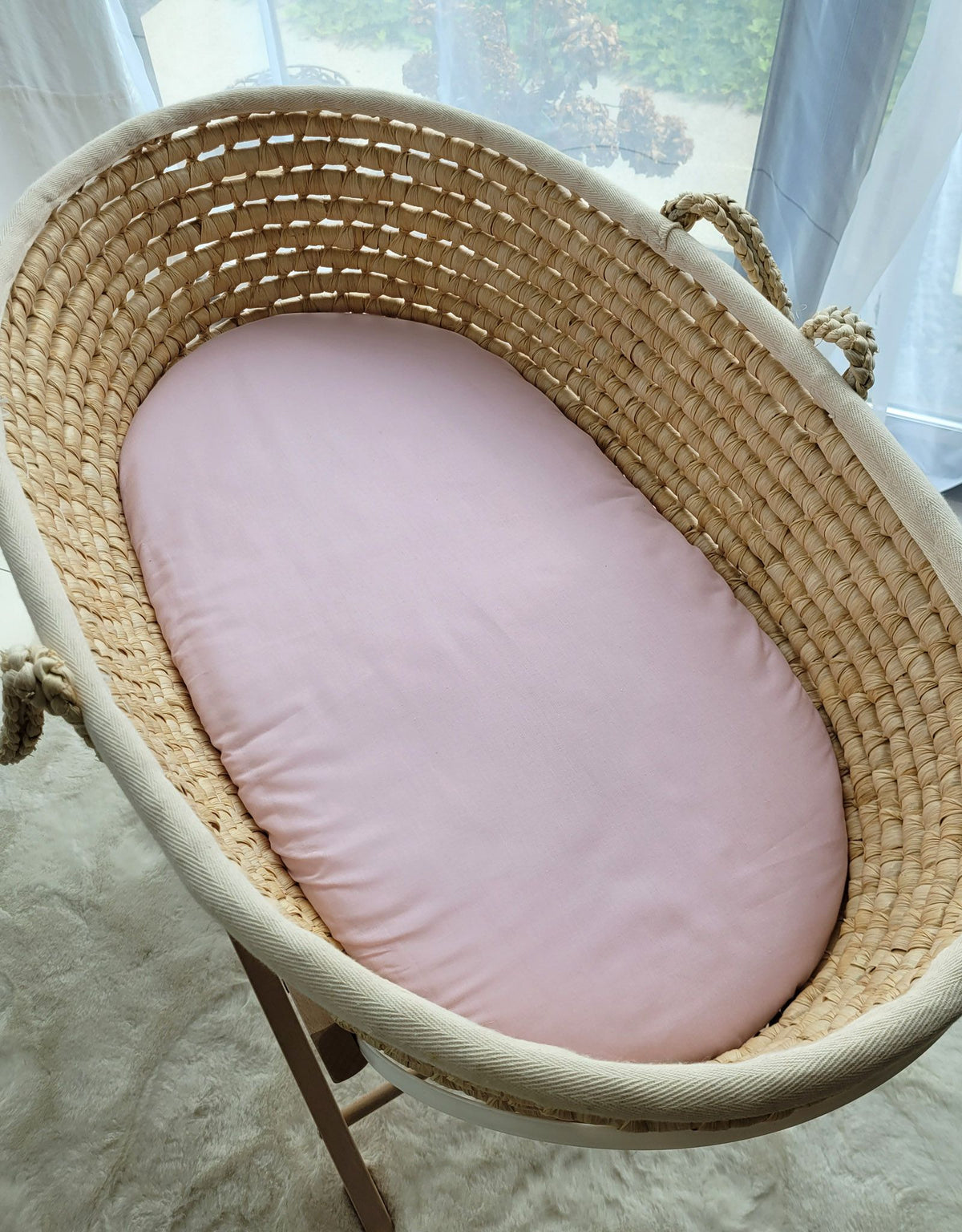 Sheet made of cotton for for prams, moses basket mattress 75x35 cm - pastel pink