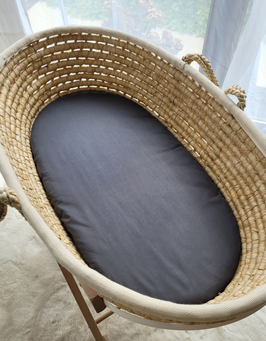 Sheet made of cotton for for prams, moses basket mattress 75x35 cm - anthrazit