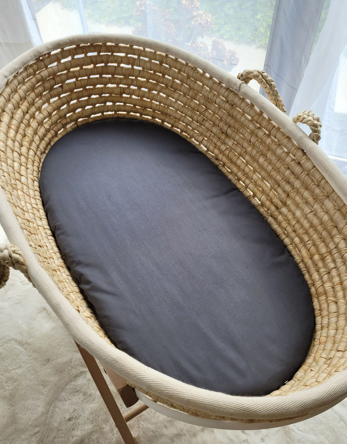 Sheet made of cotton for for prams, moses basket mattress 75x35 cm - anthrazit