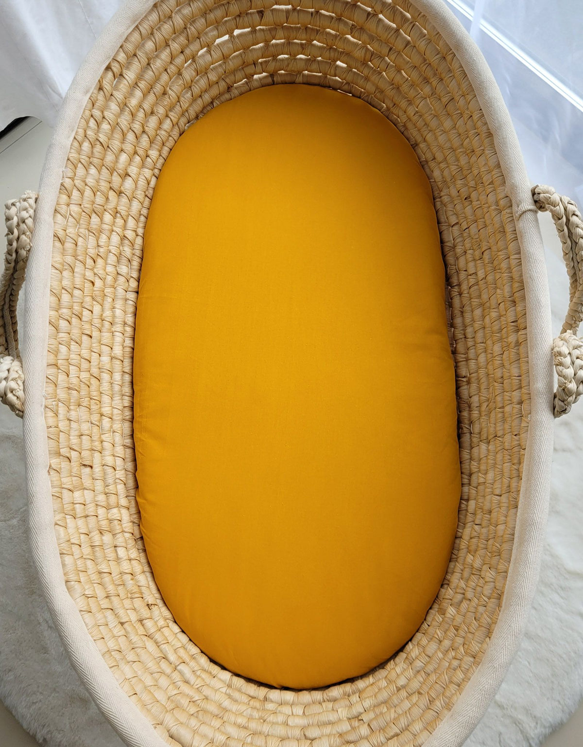 Sheet made of cotton for for prams, moses basket mattress 75x35 cm - honey yellow