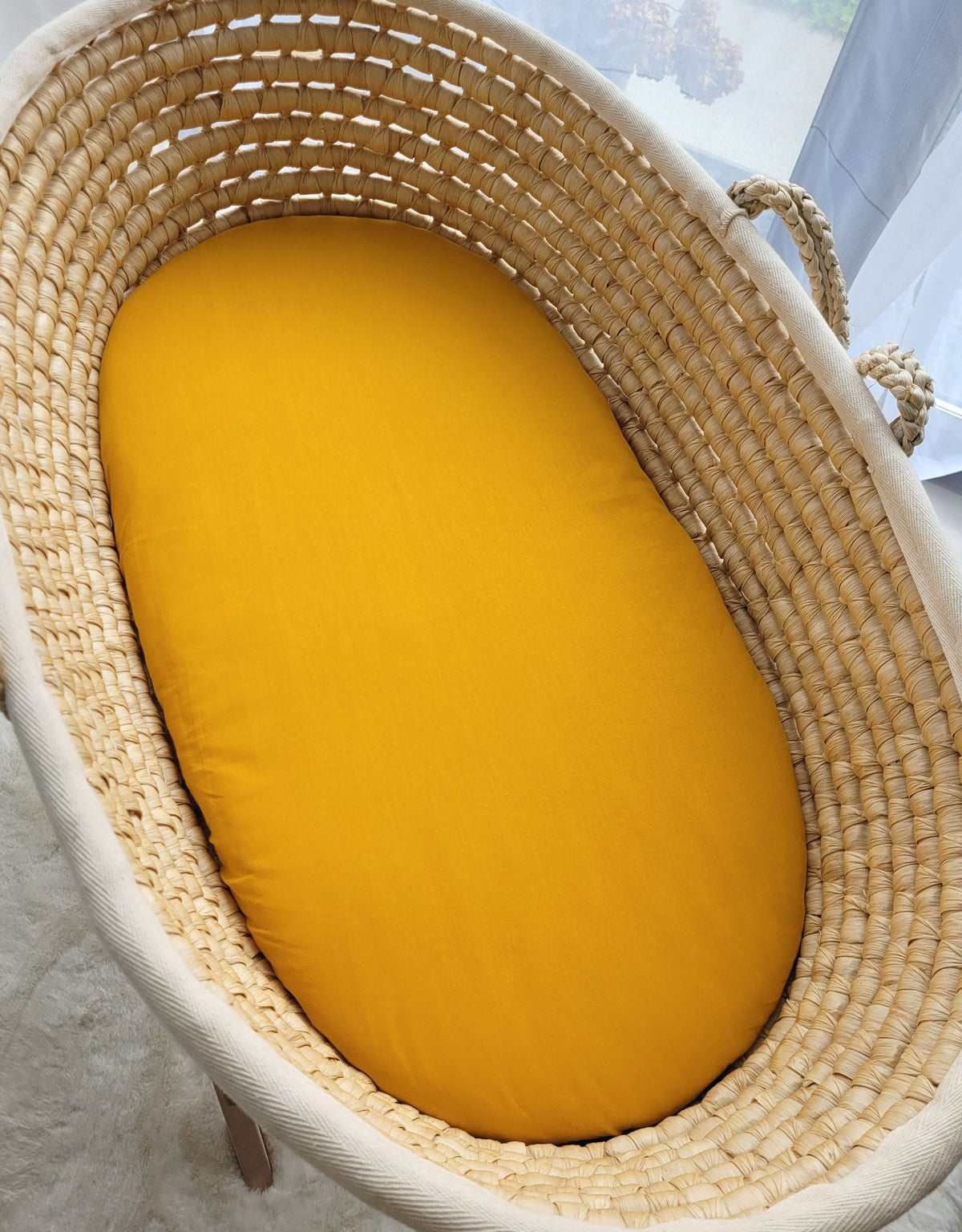 Sheet made of cotton for for prams, moses basket mattress 75x35 cm - honey yellow