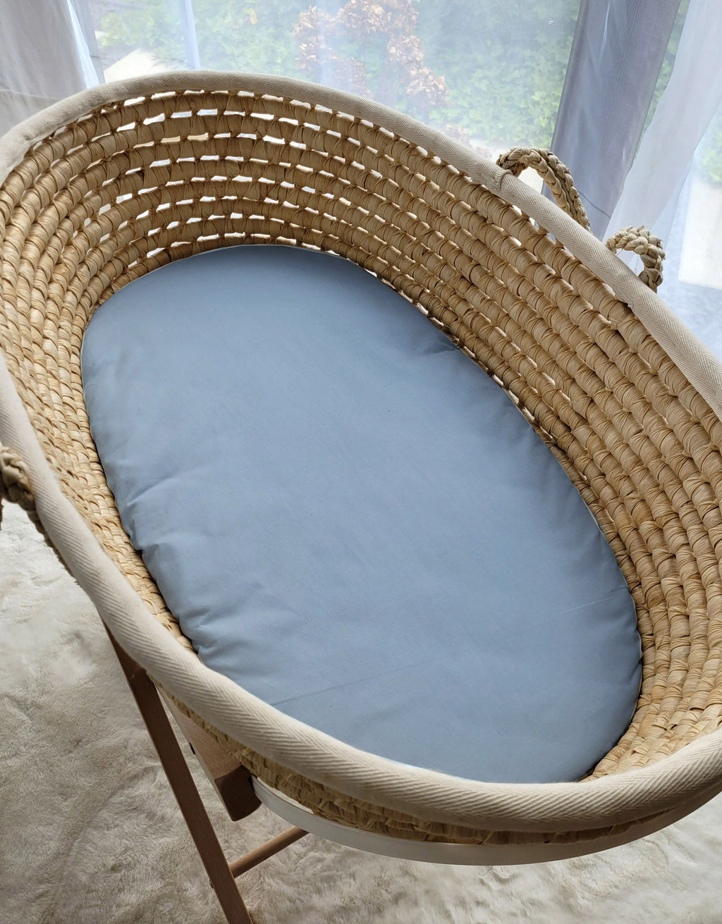 Sheet made of cotton for for prams, moses basket mattress 75x35 cm - pastel blue