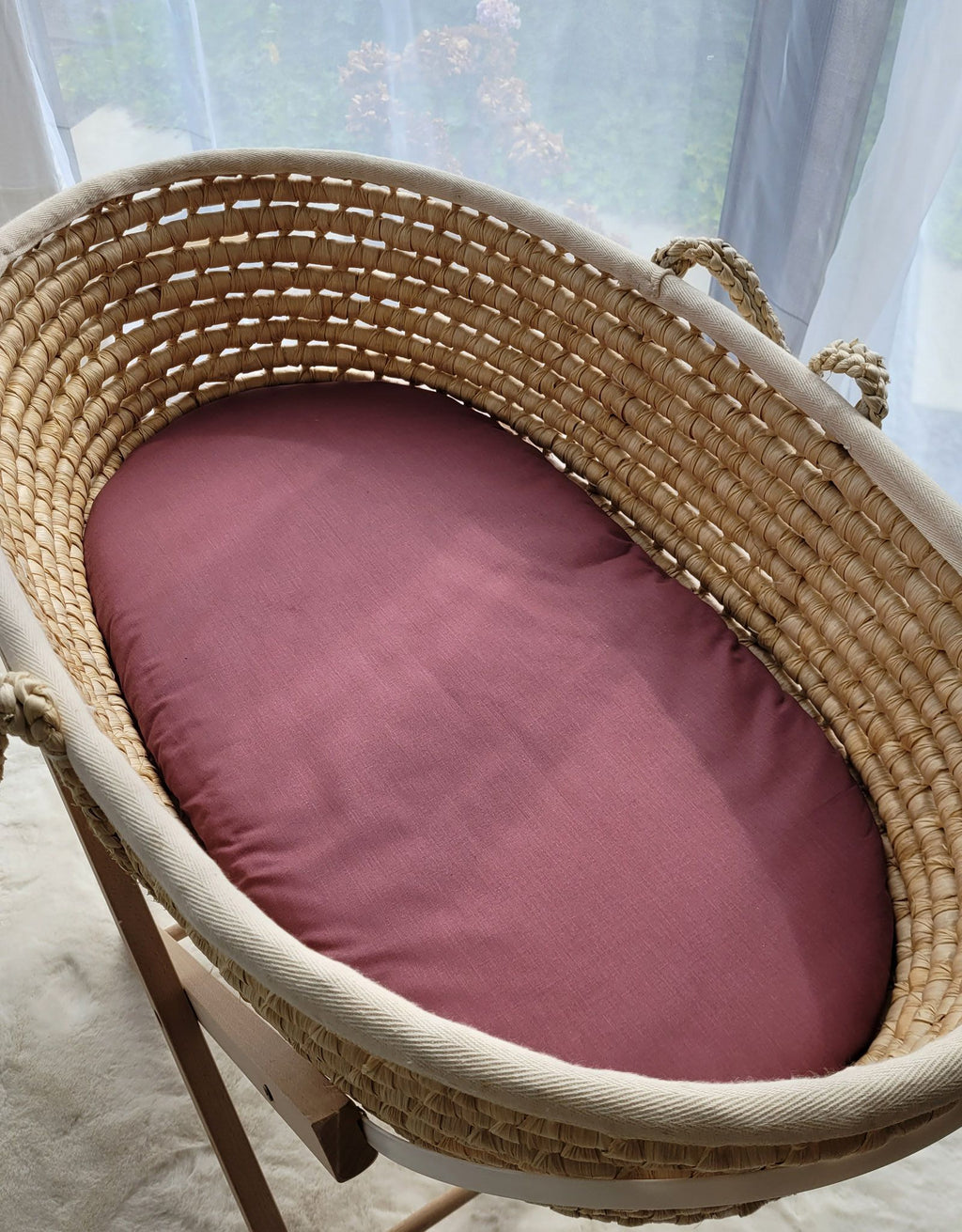 Sheet made of cotton for for prams, moses basket mattress 75x35 cm - pastellviolett