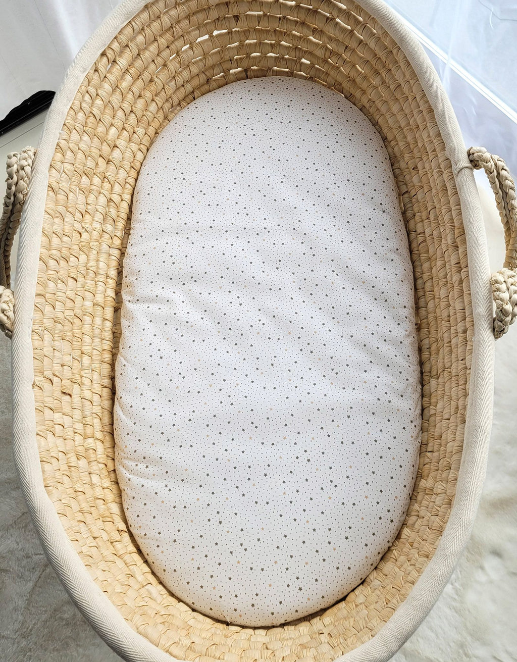 Sheet made of cotton for for prams, moses basket mattress 75x35 cm - mini gold stars