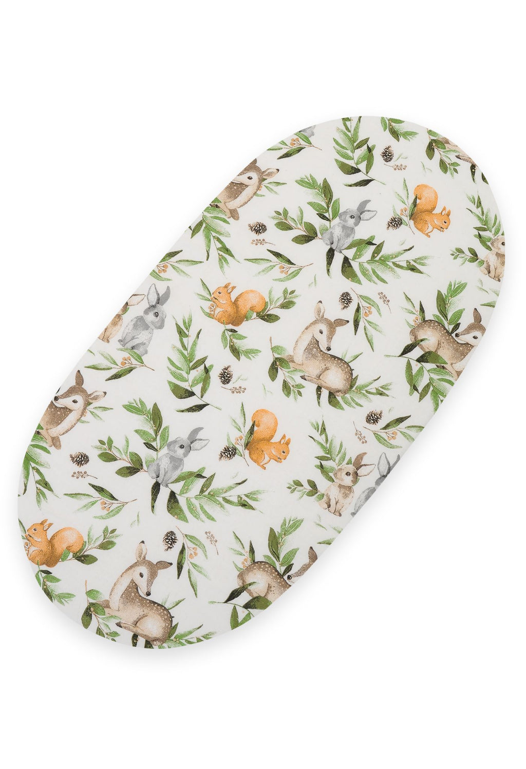 Sheet made of cotton for for prams, moses basket mattress 75x35 cm - Woodland green