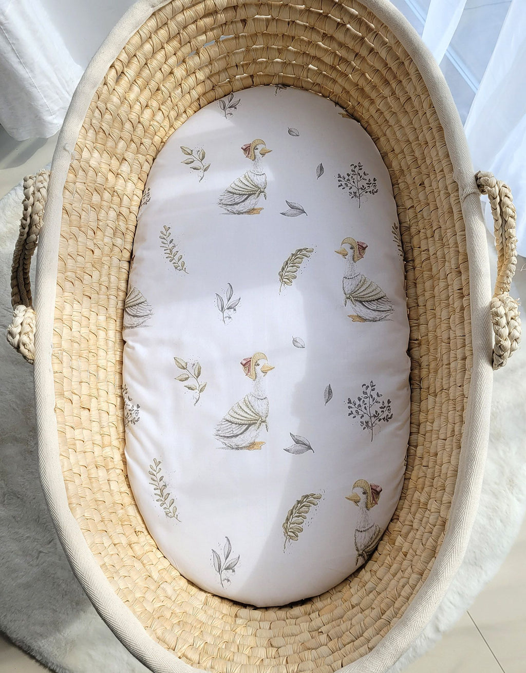 Sheet made of cotton for for prams, moses basket mattress 75x35 cm - gooses